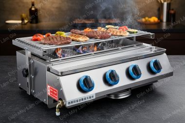Bếp nướng gas inox 003 Lâm Gia 4 họng ngắn