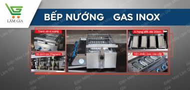 Bếp nướng gas inox 003 Lâm Gia 4 họng ngắn