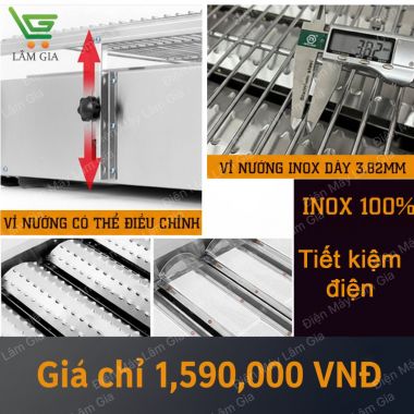 Bếp nướng gas inox 003 Lâm Gia 4 họng ngắn