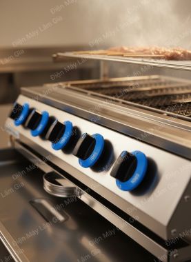 Bếp nướng gas inox 006 Lâm Gia 6 họng dài