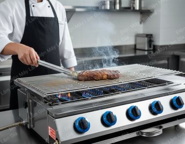 Bếp nướng gas inox 006 Lâm Gia 6 họng dài