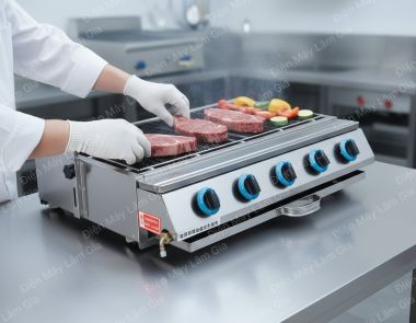 Bếp nướng gas inox 006 Lâm Gia 6 họng dài